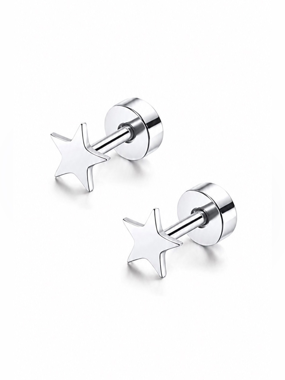 Tiny Star Flat Back Stud Earrings Stainless Steel 20G